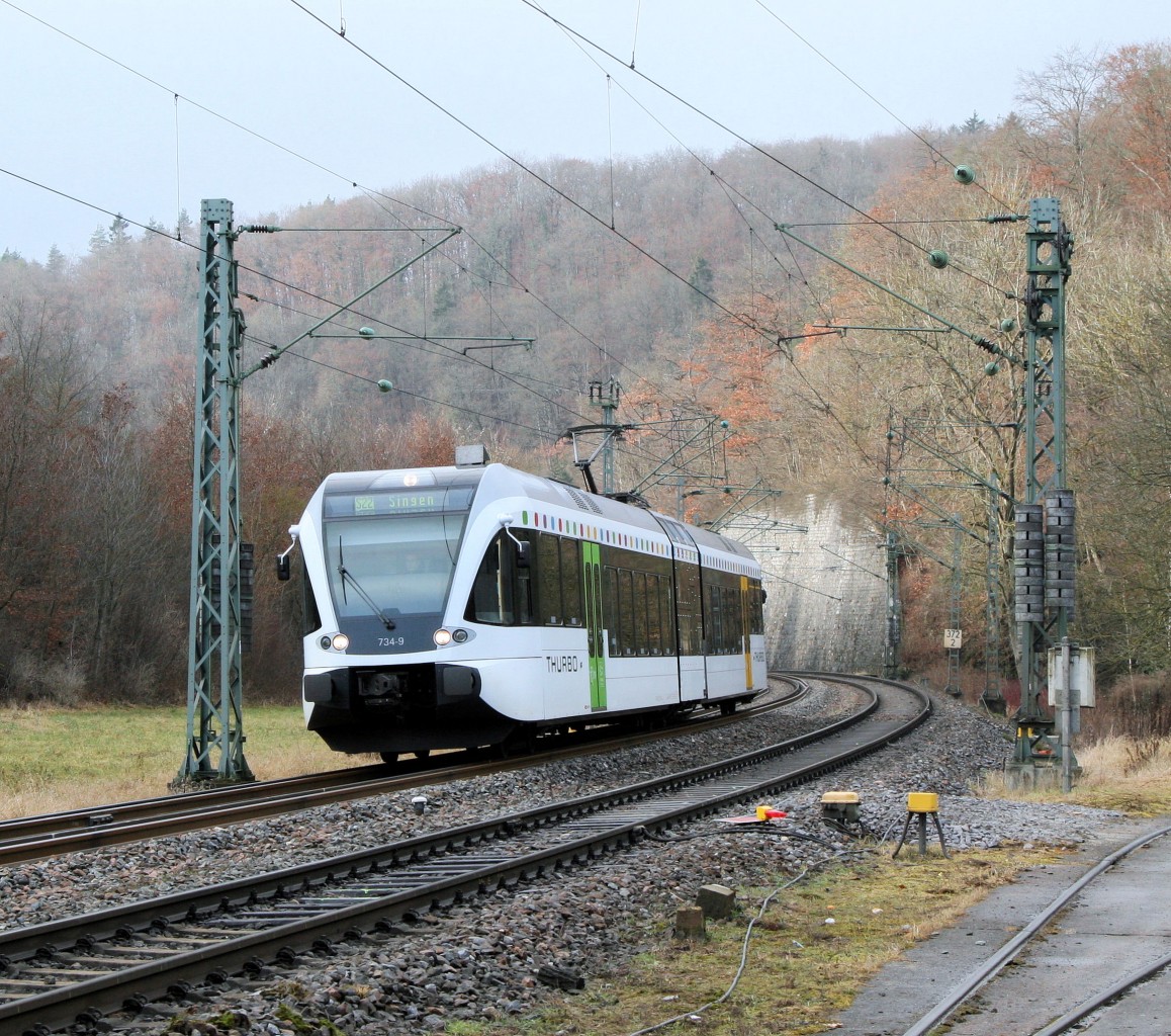 RABe 526 734-9 als S22 (Bülach - Singen Htw) am 13.01.2008 bei Thayngen