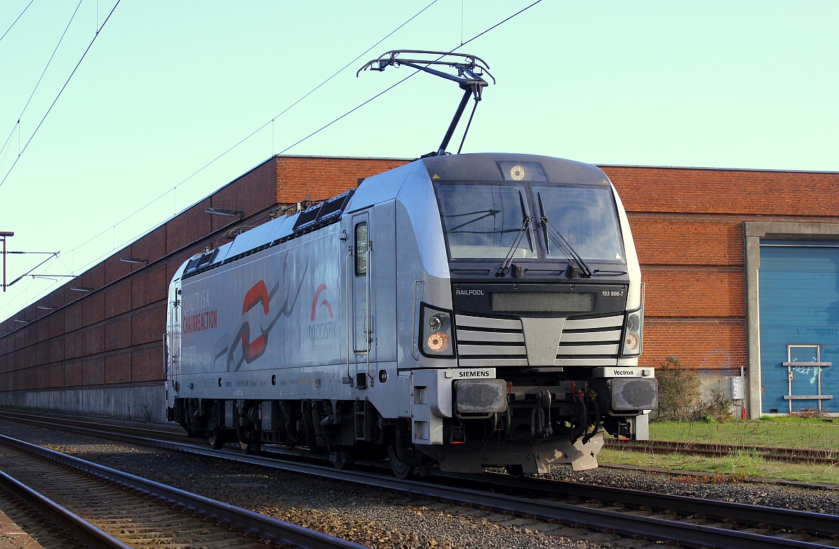 Railpool/TXL 193 806-7, der erste Vectron im Regeldienst in Padborg, 01.05.16