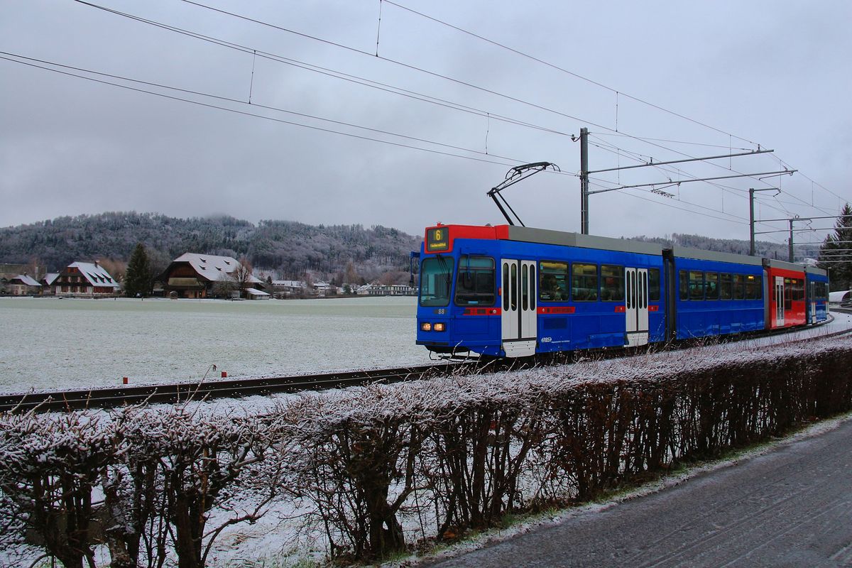 RBS Tram 88, Seidenberg bei Muri. 1.Februar 2018 