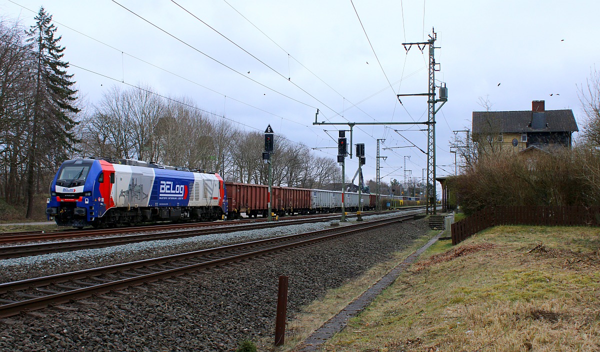 RCM/ELP/BELog 159 238-5 mit Dünger-Kalk-Zug abgestellt in Jübek in der Ladestrasse. Jübek 28.03.2022
