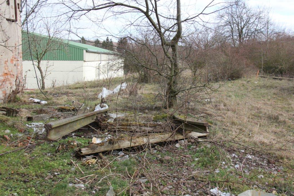 Reste vom ehemaligen Anschlussgleis der VEB Getreidewirtschaft, am 23.02.2014 in Bad Bibra. (Foto: Wolfgang Krolop)