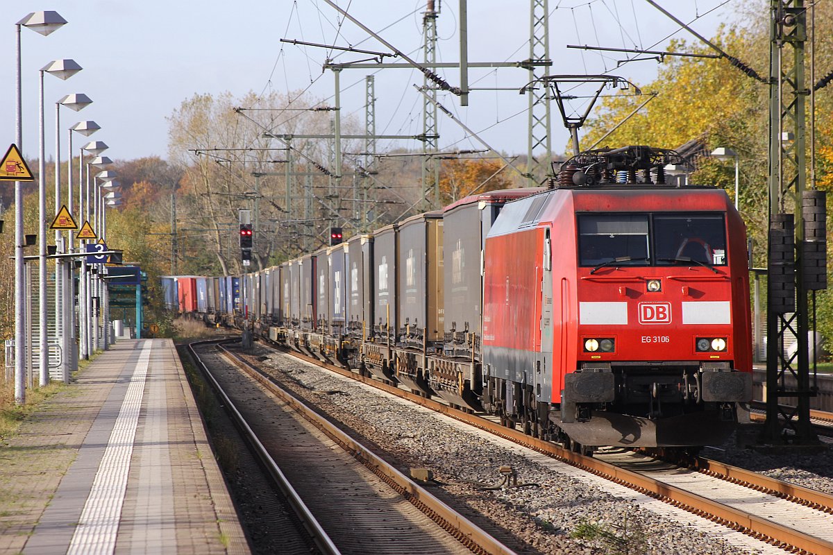 RSC EG 3106 mit Samskip/Norfolk KLV Richtung Maschen, Schleswig 30.10.2016