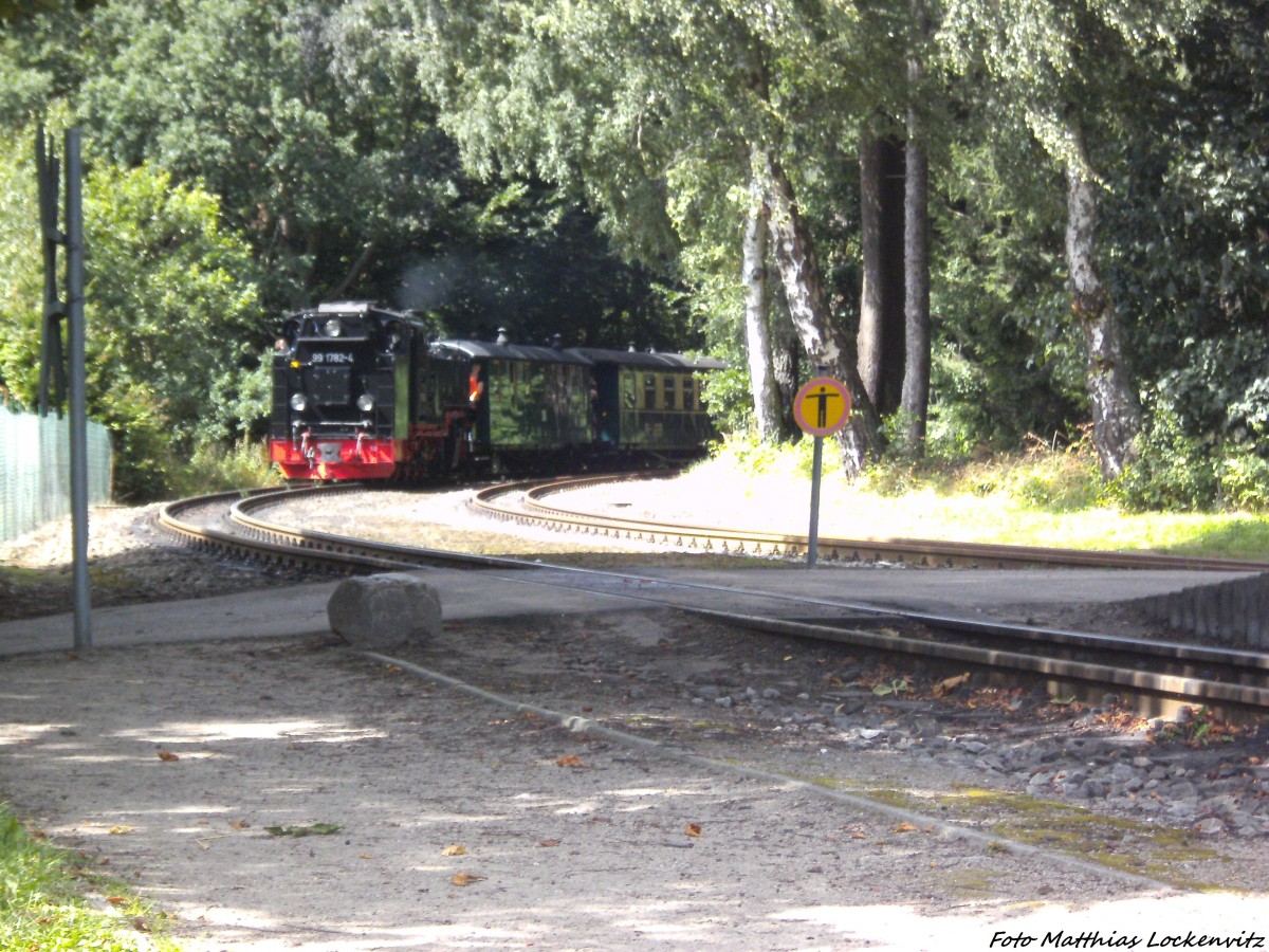 RBB 99 1782 mit dem P105 bei der Einfahrt in den Hp. Garftitz am 15.8.13