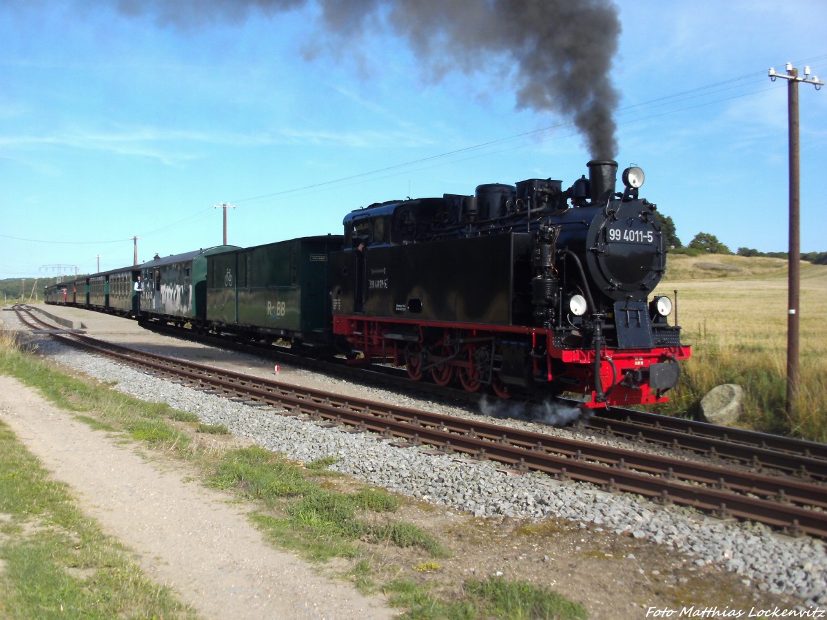 RBB 99 4011 mit dem P108 beim Verlassen des Hp. Seelvitz am 15.8.13