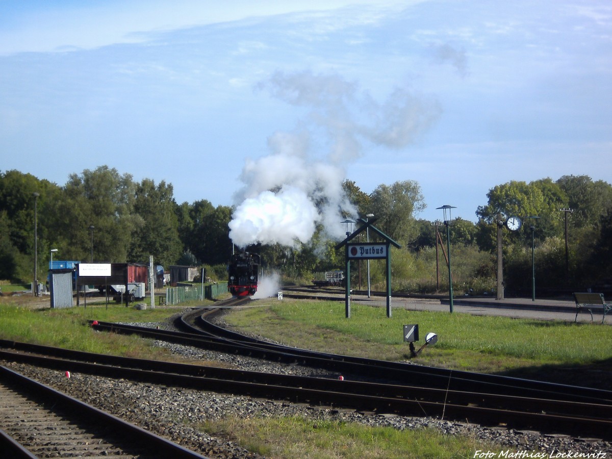 RBB 99 4011 unterwegs zum Personenzug im Bahnhof Putbus am 17.9.13