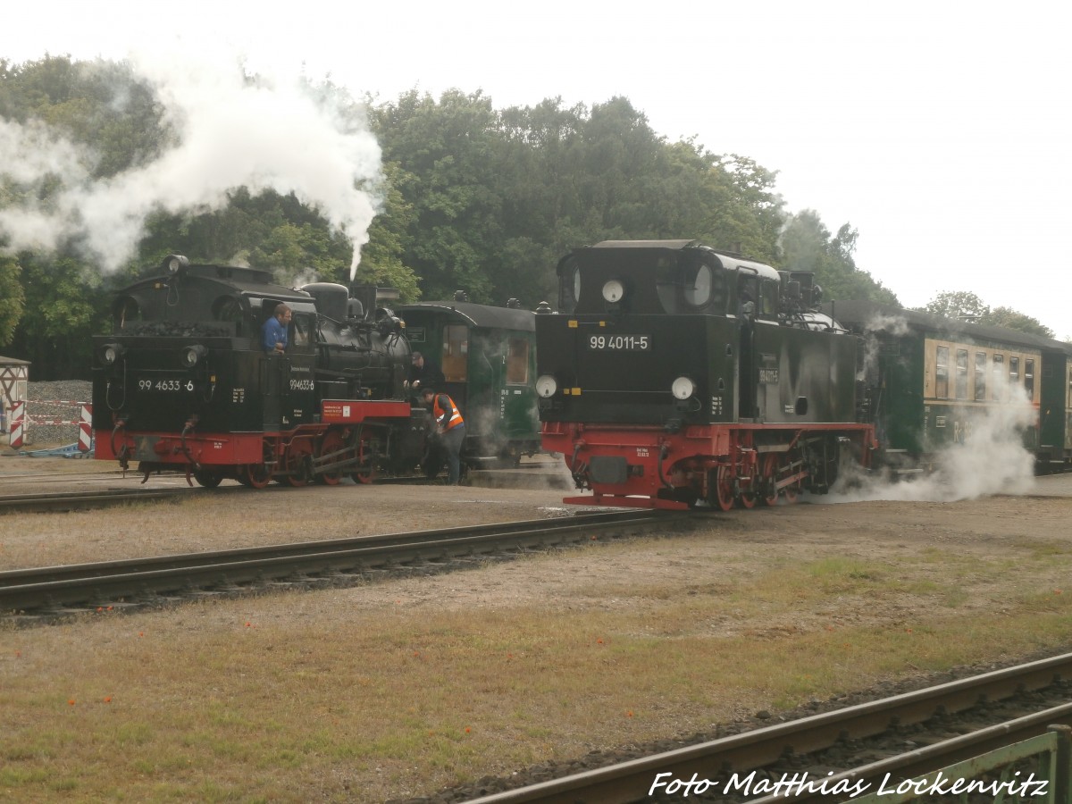 RBB 99 4633 und 99 4011 im Putbusser Bahnhof am 30.5.15