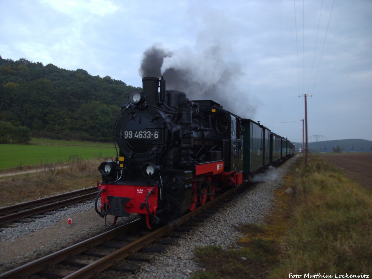 RBB 99 4633 beim durchfahren des Hp. Seelvitz am 11.10.14