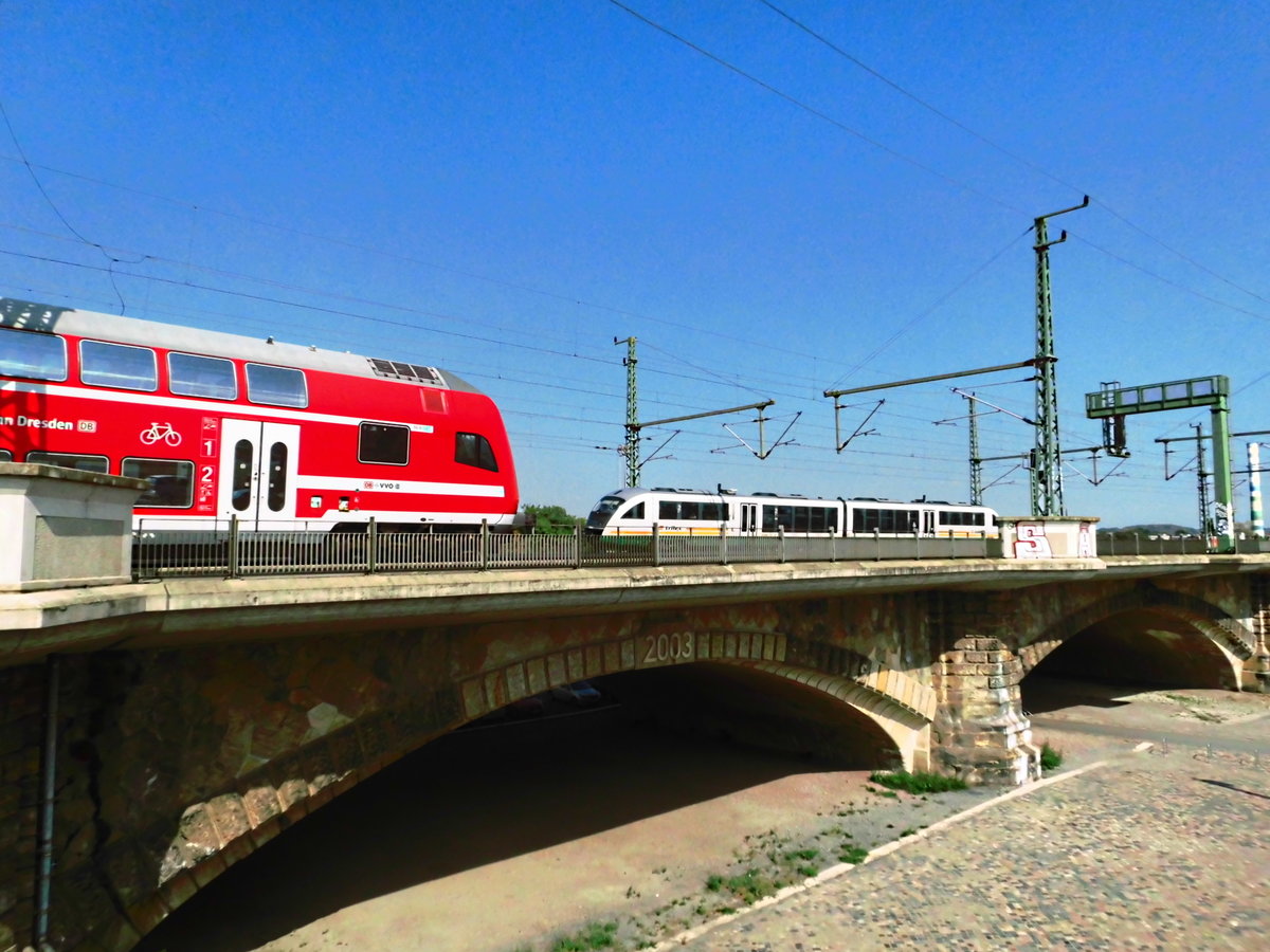 S-Bahn Dresden und Trilex trafen sich zwischen den Bahnhöfen Dresden-Mitte und Dresden Neustadt am 5.9.18