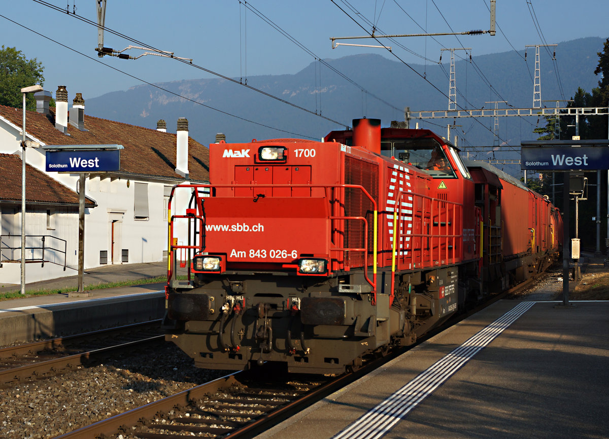 SBB: Löschzug mit der Am 843 026-6 in Solothurn-West am 31. August 2016.
Foto: Walter Ruetsch