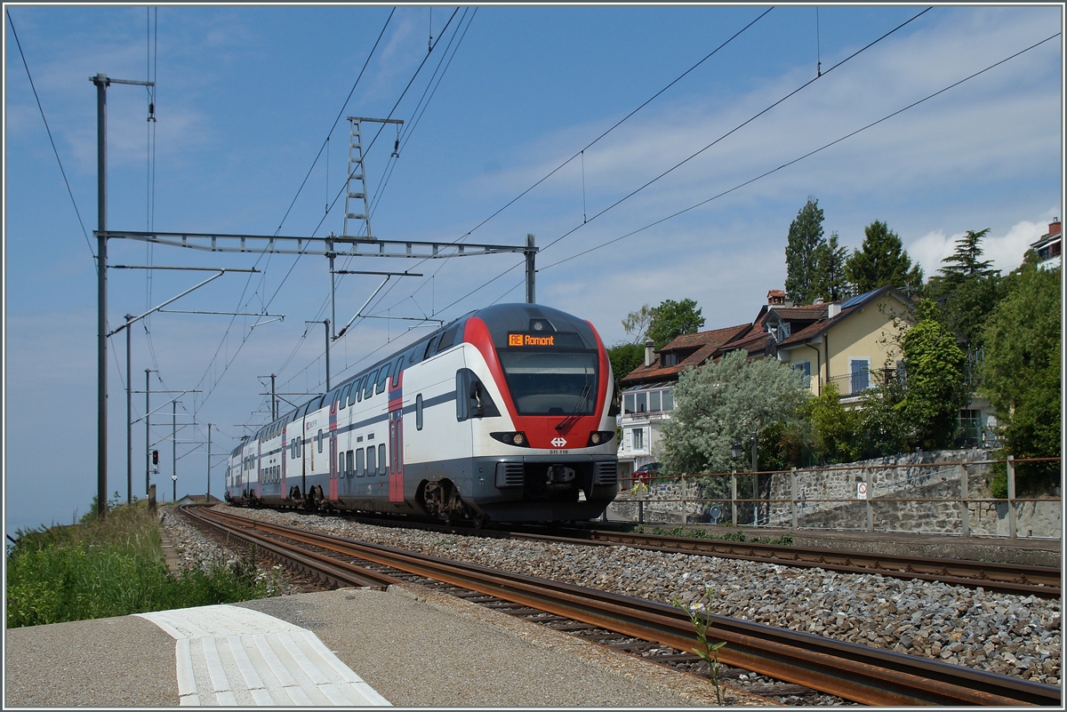 SBB RABe 511 116 nach Romont in Grandvaux.
2. Juni 2014