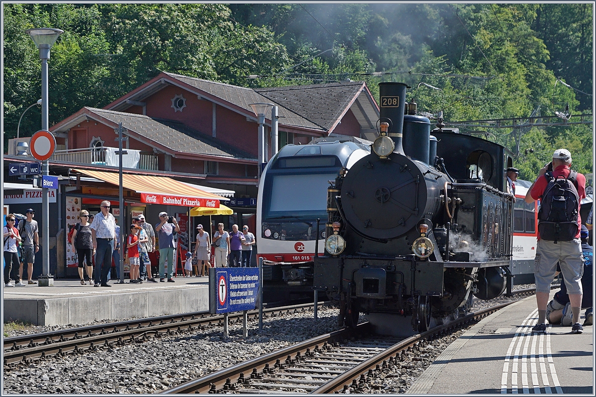 Schweizer Dampftage Brienz 2018: Die SBB Brünig Talbahn Dampflok G 3/4 208 der Ballenberg Dampfbahn in Brienz.
30. Juni 2018