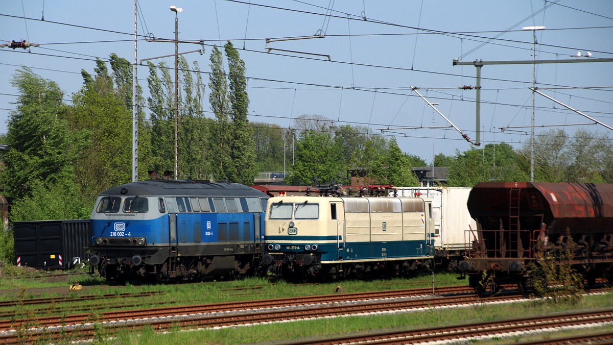 SEL 218 002-4 + 181 211-4 abgestellt im Gbf Neumünster am 02.05.2024 M.S/D.P