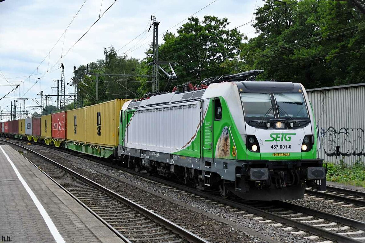 SETG 487 001-0 zog einen containerzug durch hh-harburg,24.06.21