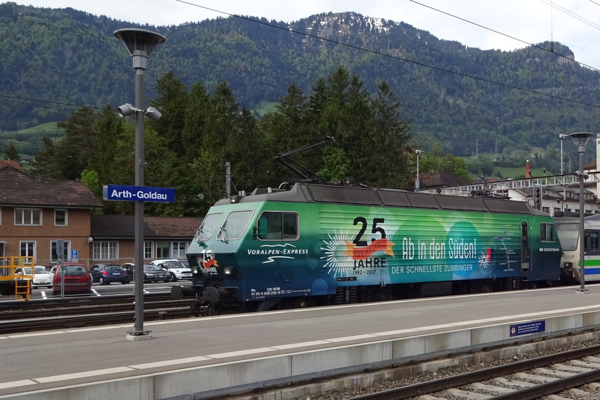 SOB 446 016 verlässt am 29 Mai 2019 Arth-Goldau.