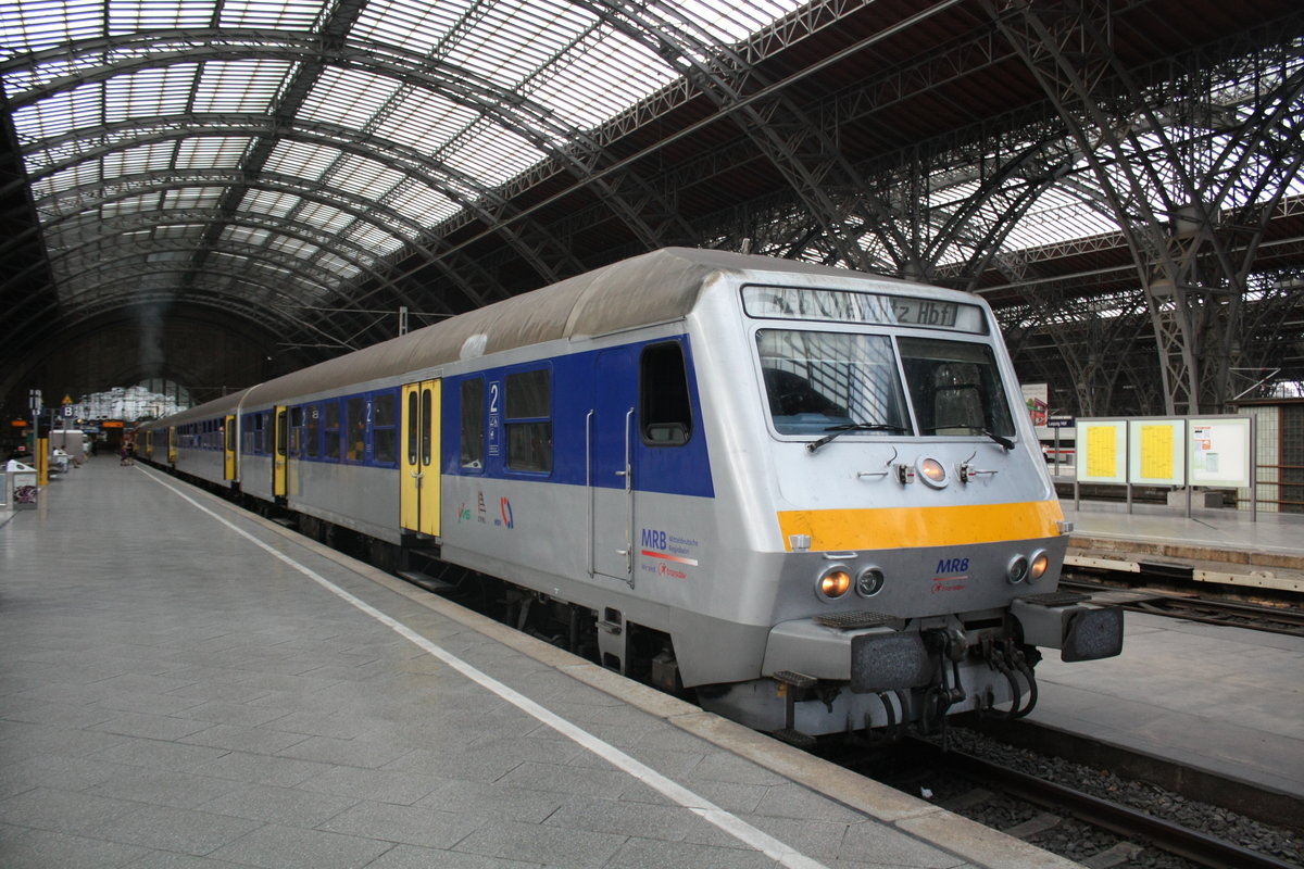 Steuerwagen der MRB im Bahnhof Leipzig Hbf am 1.9.19