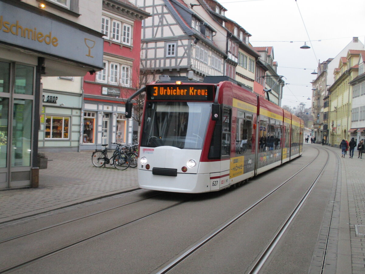 Tw627 in der Erfurter Innenstadt am 16.Januar 2022.