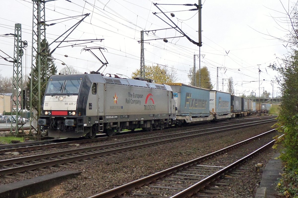 TX Logistik 185 408 passiert Elmshorn am 28 April 2016.