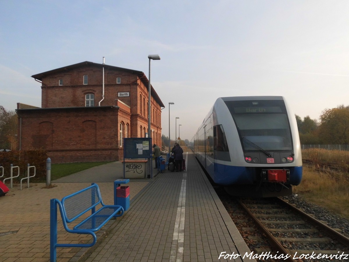 UBB GTW 2/6 im Bahnhof Barth am 31.10.15