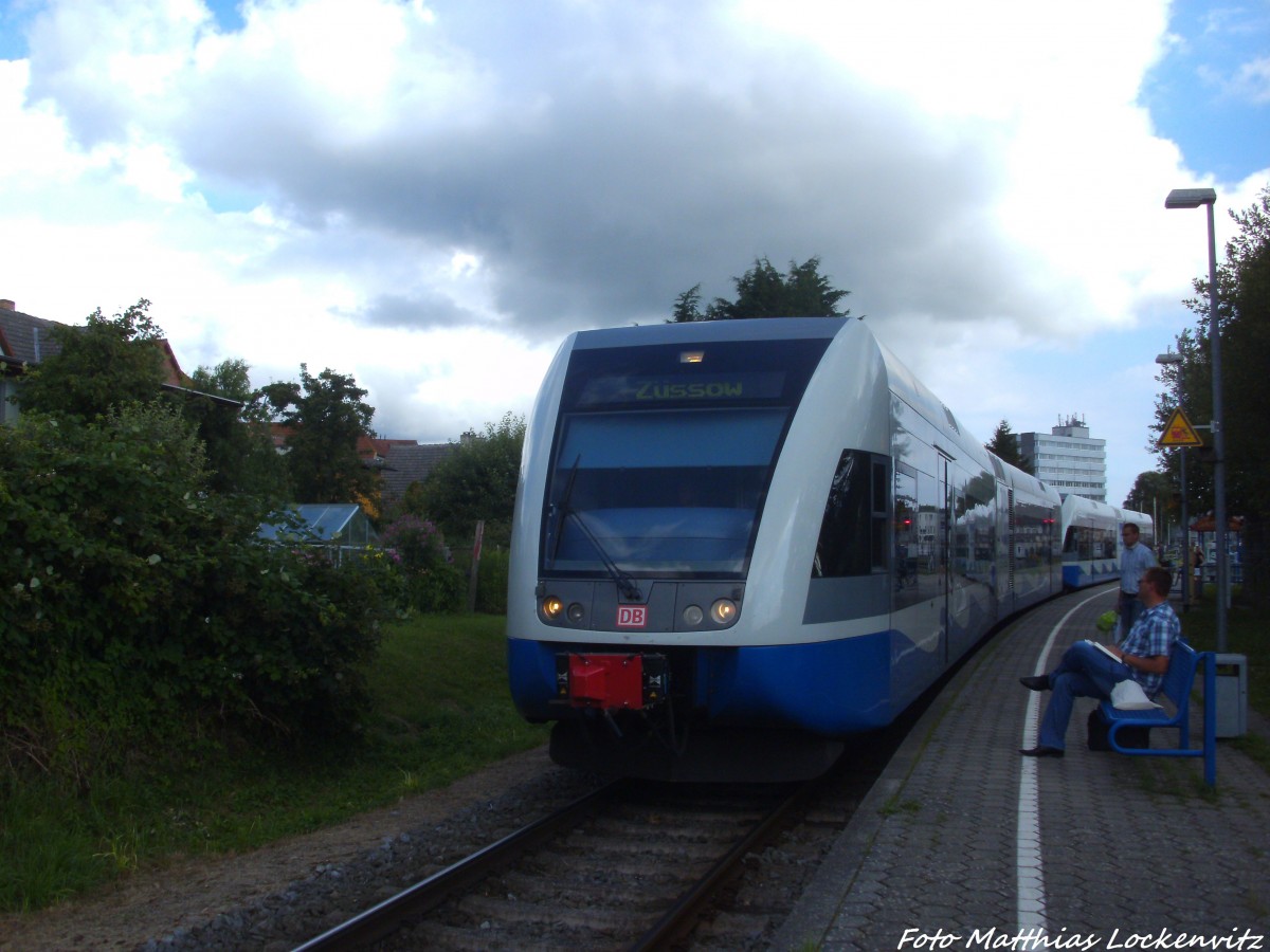 UBB GTW 2/6 mit ziel Zssow im Bahnhof Wolgast Hafen am 15.7.14