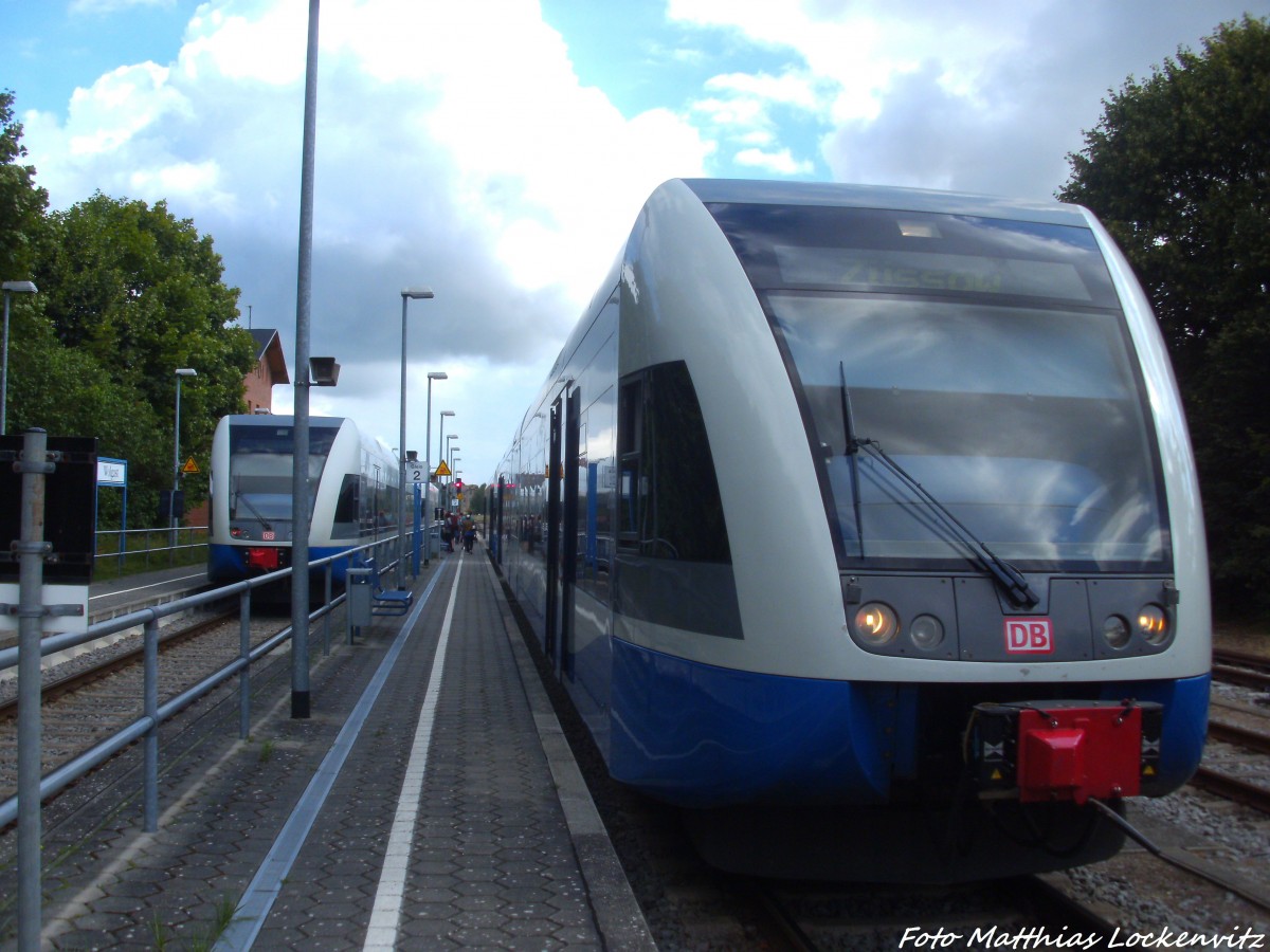 UBB GTW 2/6 mit ziel Zssow im Bahnhof Wolgast am 15.7.14