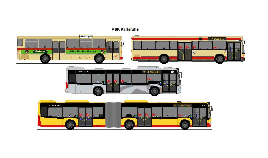 VBK Karlsruhe - Mercedes Benz O 305 + Mercedes Benz O 405 N + Mercedes Benz Citaro C2 + Mercedes Benz Citaro G C2