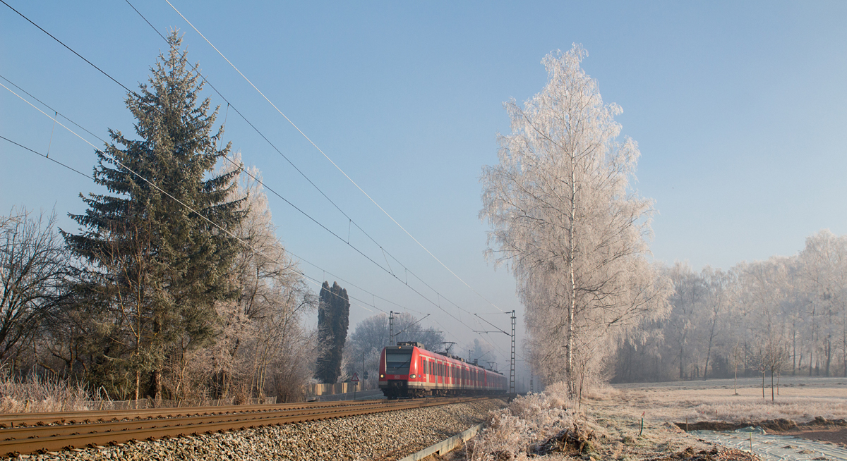 Vormittags am Neujahrstag 2017 konnte 423 089-2 als S2 nach Altomünster bei schönstem Rauhreif in Poing fotografiert werden.