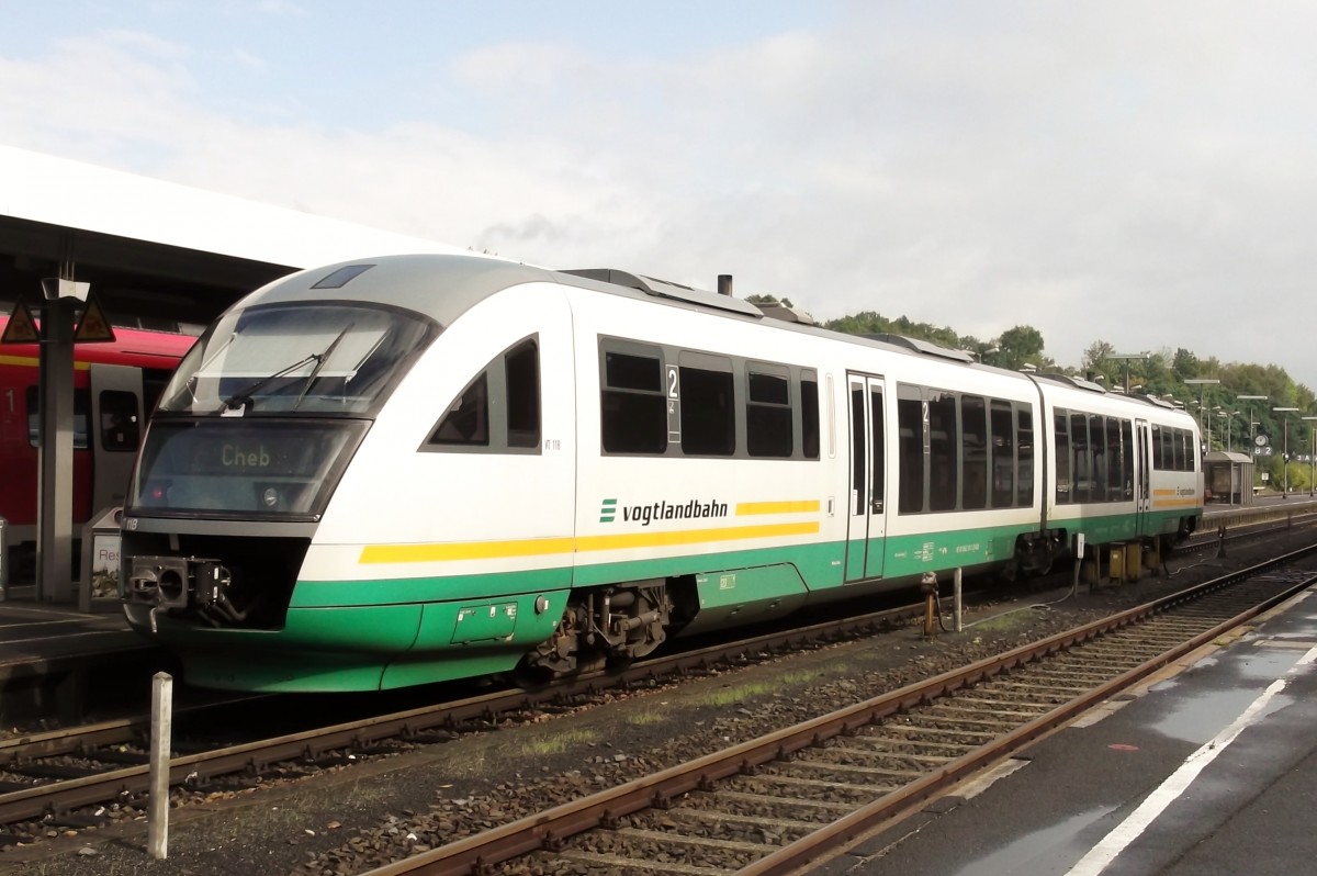 VT 11 der Vogtlandbahn steht am 22 September 2014 in Marktredwitz.