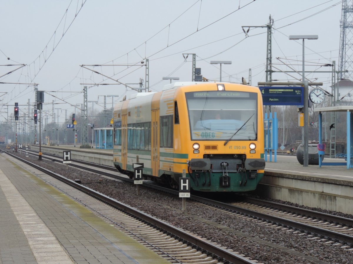 VT 650.89 als RB14(OE 68943)von Ludwigslust nach Parchim kurz vor der Ausfahrt im Bahnhof Ludwigslust.05.03.2016