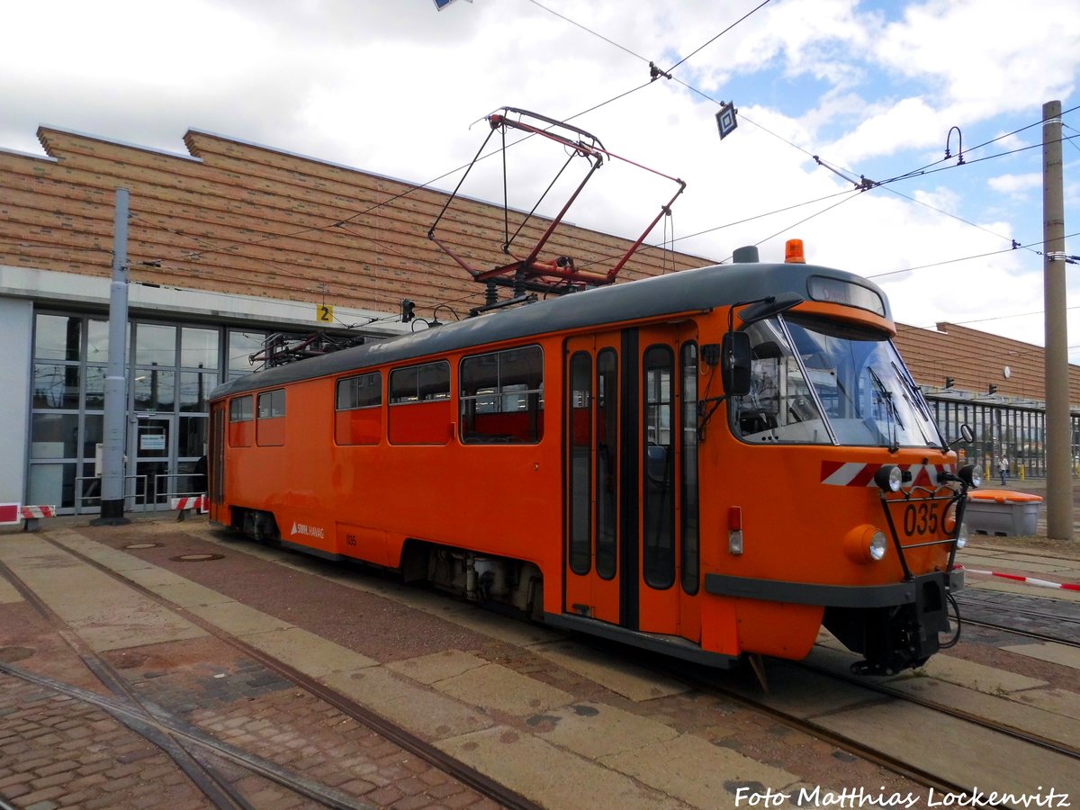 Wagen 035 der HAVAG beim Tag der offenen Tr im Betriebshof Freiimfelder Strae am 18.6.16