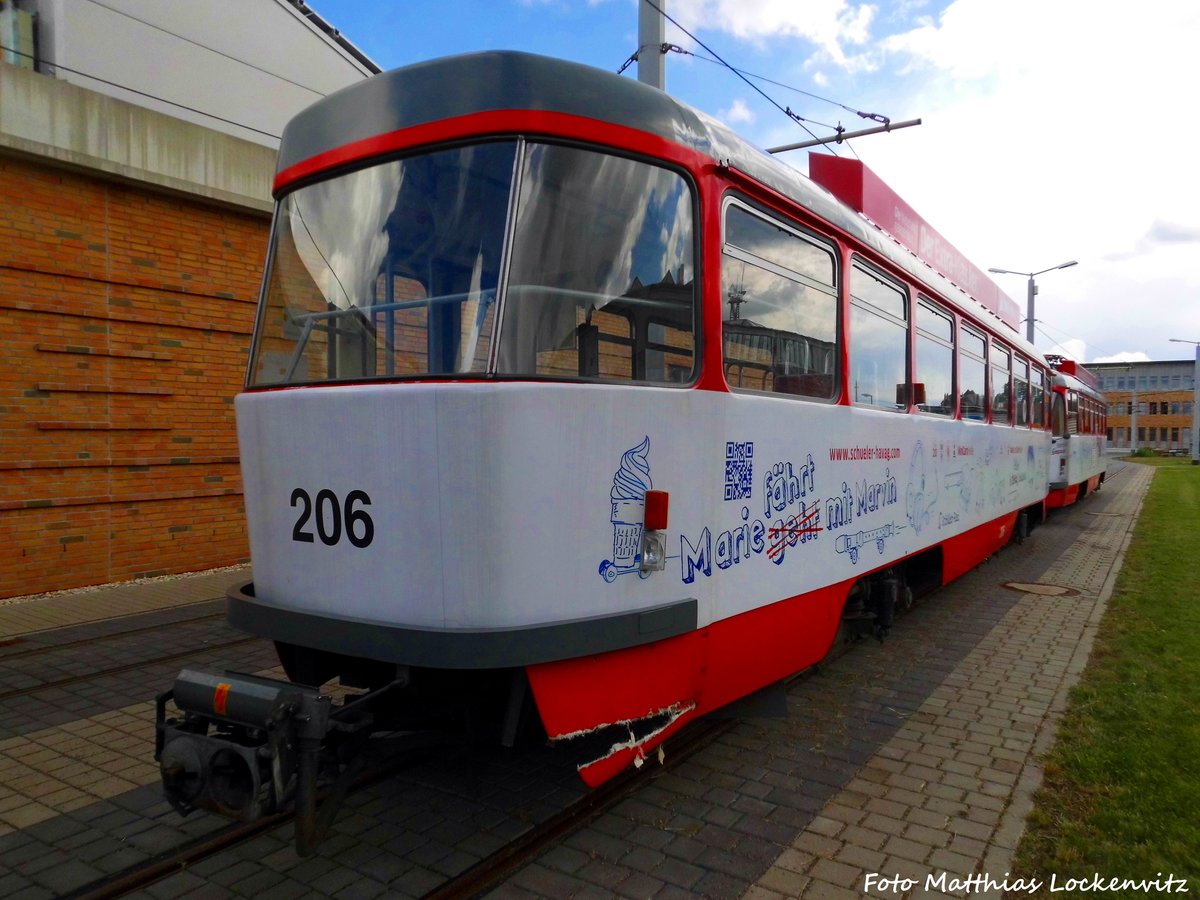 Wagen 206 der HAVAG ausgemustert und ist auf dem Betriebshof Freiimfelder Strae abgestellt am 18.6.16