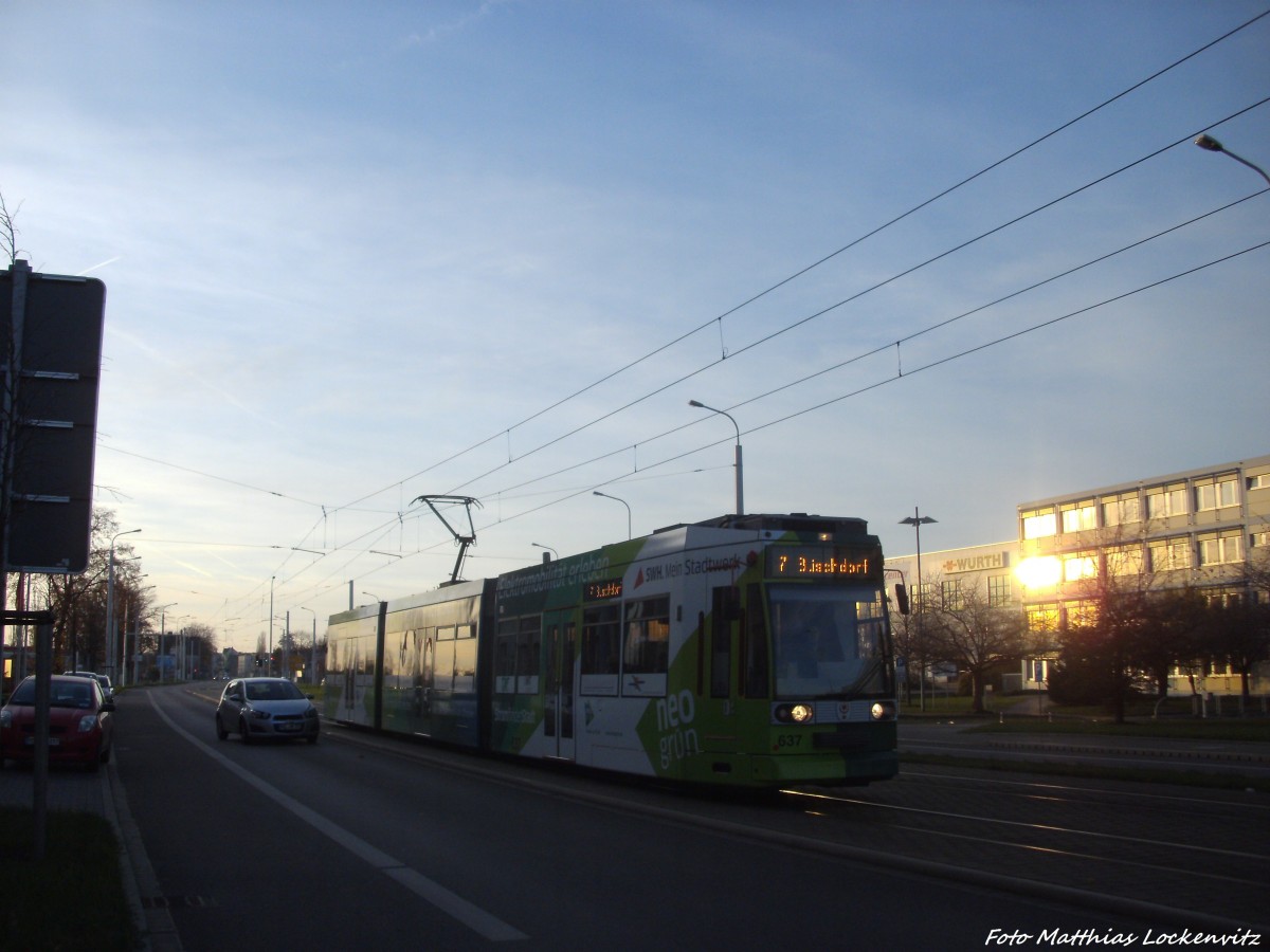 Wagen 637 der HAVAG unterwegs nach Bschdorf am 23.11.14