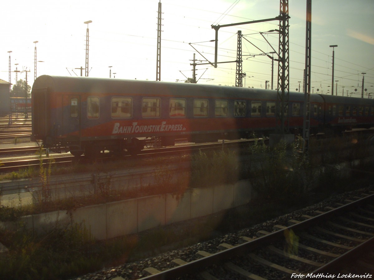 Wagen von BahnTouristikExpress (BTE) abgestellt aufm Gelnde des BW Rostock am 31.8.13