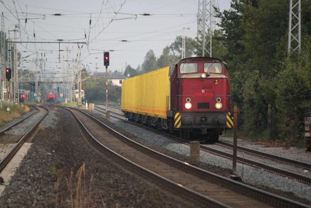 Werklok 04(noch 5)vom Rostocker Fracht und Fischereihafen war am Morgen des 25.08.2017 mit dem Leer-Holzzug im Gbf Rostock-Bramow beschäftigt.