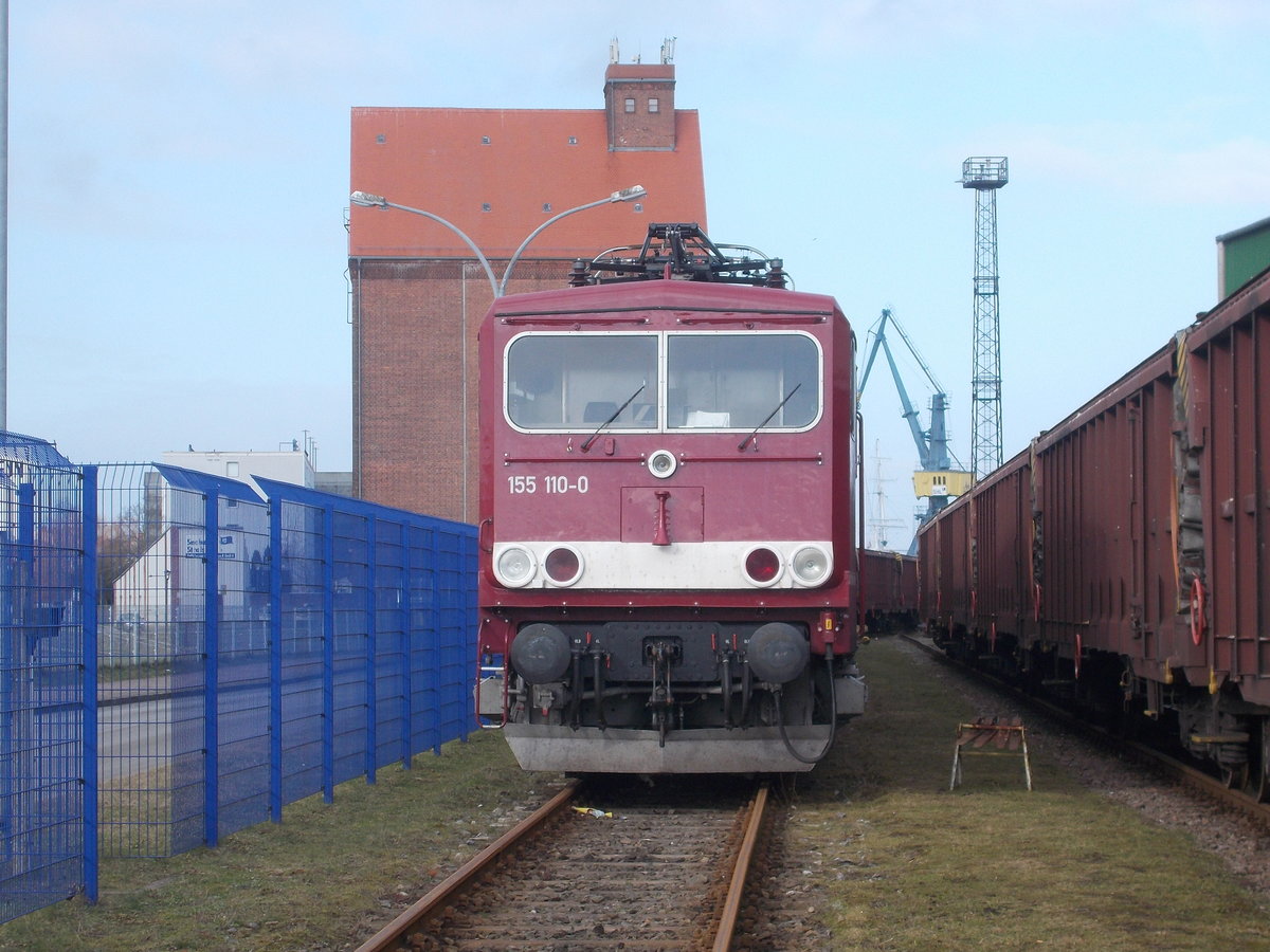 WFL 155 110,am 16.Februar 2018,in Stralsund Nordhafen.