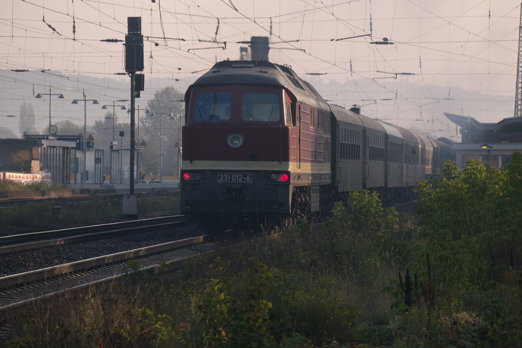 WFL 231 012-6 als Schlusslok an einem Sonderzug von Erfurt Hbf nach Berlin S�dkreuz, am 03.10.2015 bei der Durchfahrt in Naumburg Hbf. (Foto: Stefan Neumeyer)