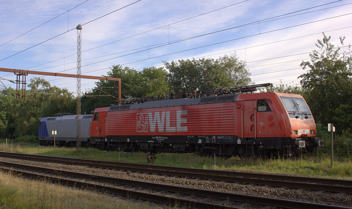 WLE 81 189 801-4(REV/WLE/05.07.18) und ATLU 185 508-9(REV/LD X/19.07.17), Abstellgruppe Süd Padborg/DK 02.09.2020