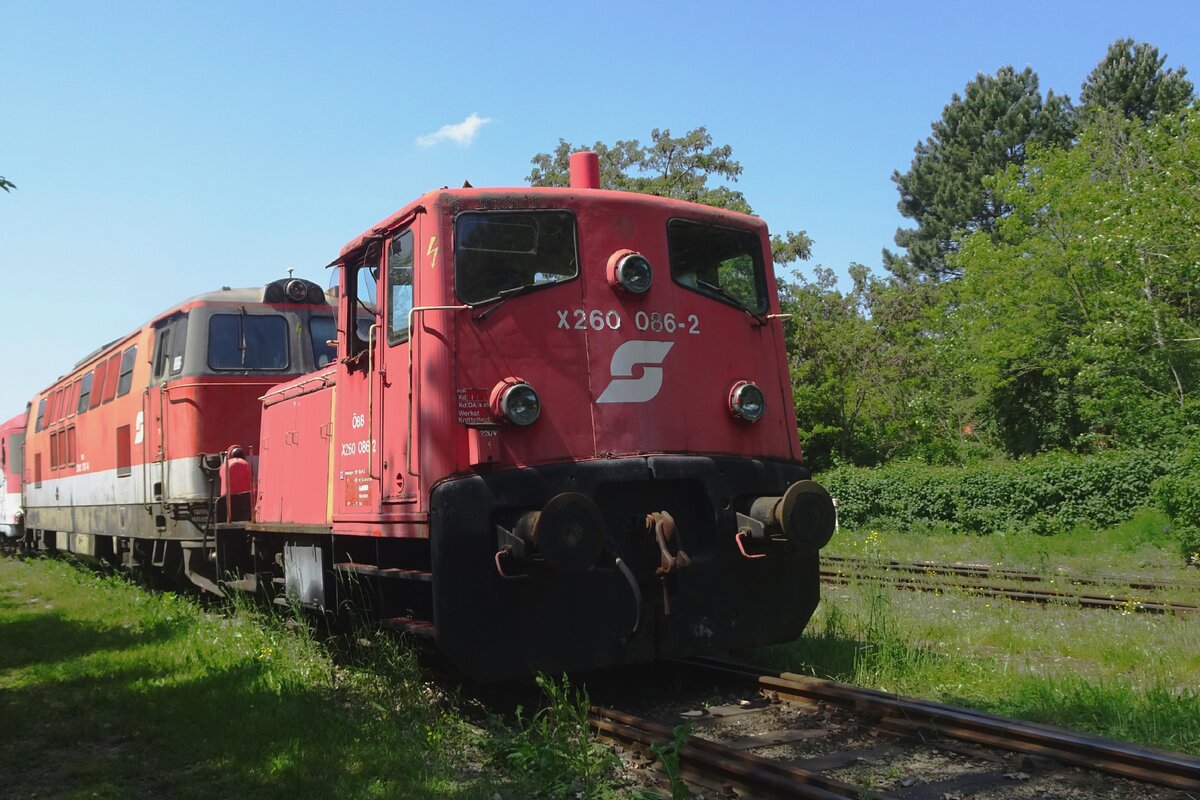 X 260 086 steht am 21 Mai 2023 ins Heizhaus Strasshof, hat jedoch irgendwann bessere Zeiten gekannt.