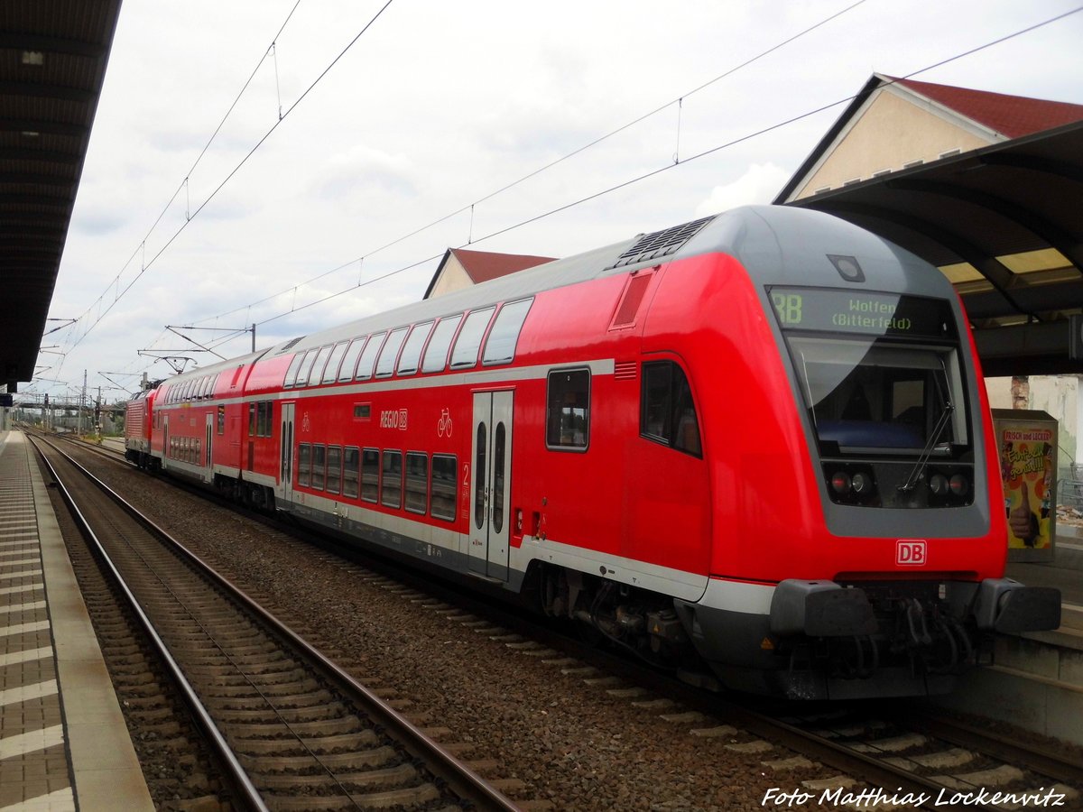 Zugschluss von 112 174 mit ziel Wolfen (Bitterfeld) im Bitterfelder Bahnhof am 14.7.16