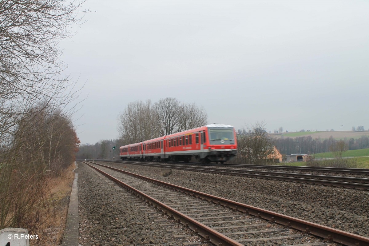 Zwei 628iger der Südostbayern Bahn auf dem Weg von Chemnitz nach Mühldorf bei Schönfeld. 17.02.16