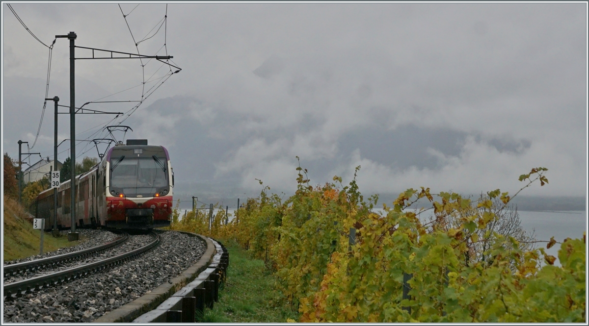 Zwei  Lenker-Pendel  Be 4/4 Serie 5000 mit ABt/Bt auf dem Weg von Zweisimmen nach Montreux kurz nach Planchamp. 

23. Okt. 2020