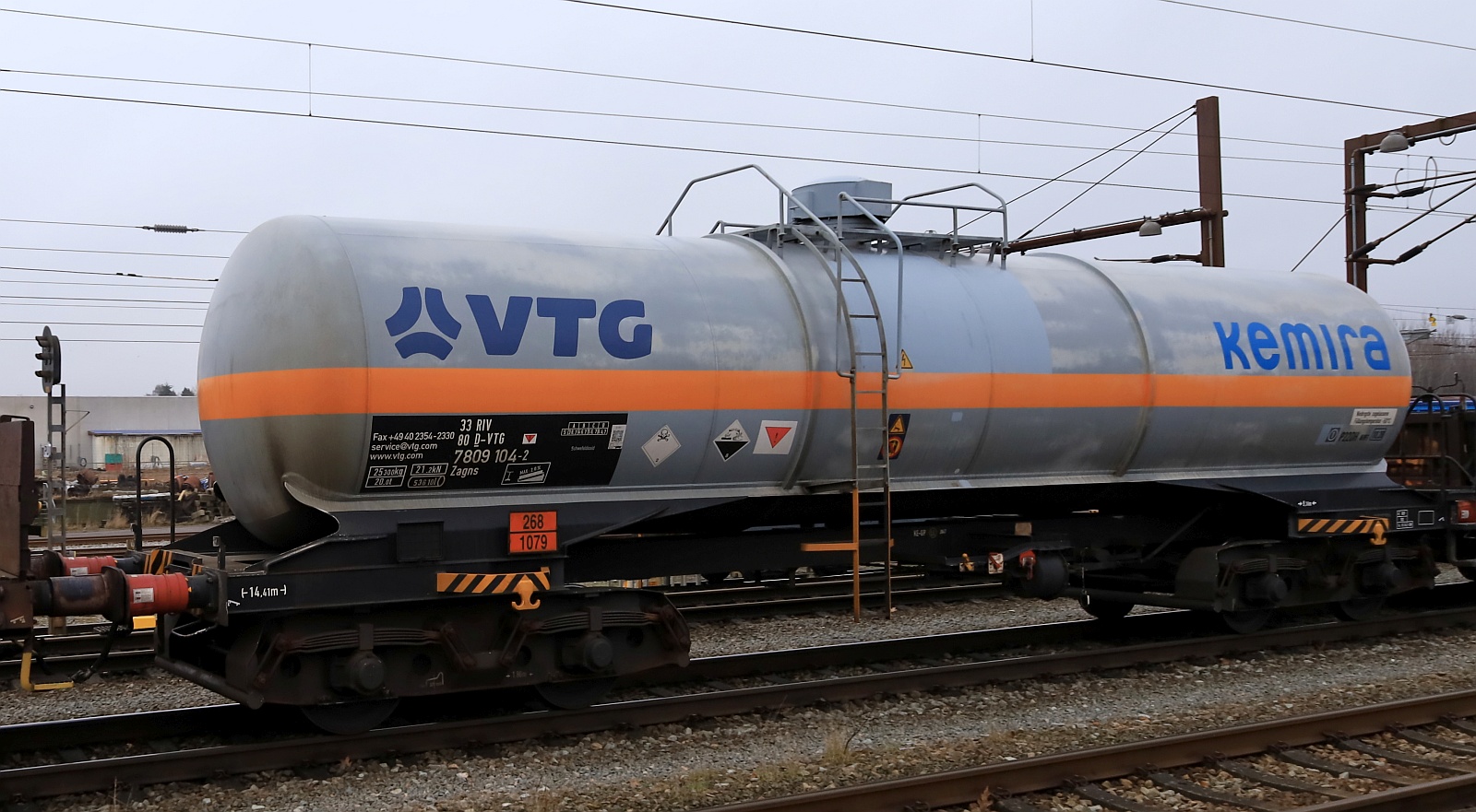 D-VTG 33 80 7809 104-2 Gattung Zagns Inhalt 53610l beladen mit 268/1079 Schwefeldioxid. Padborg/DK 25.02.2026