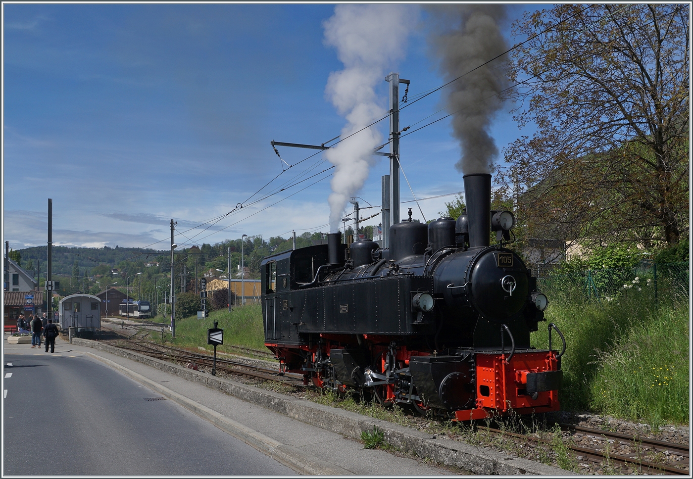 Die SEG G 2x 2/2 105 der Blonay-Chamby Bahn rangiert am Saison Eröffnungswochenende in Blonay. 

5. Mai 2024
 