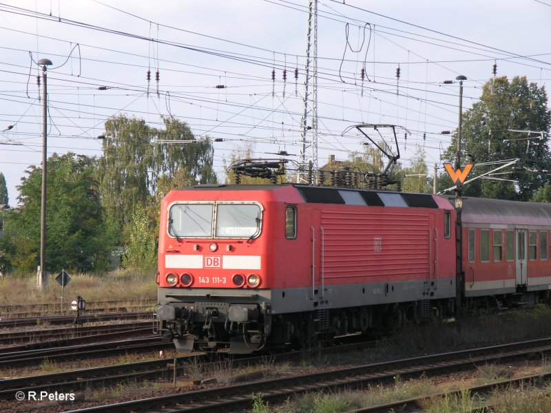 143 111-3 verlsst Eisenhttenstadt mit ein RB 11 Cottbus. 03.10.07