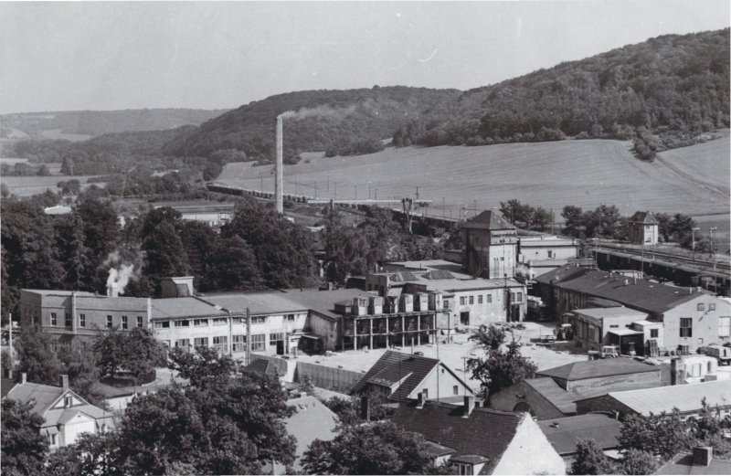 Blick vom Kirchturm auf Teile des Lauchaer Bahnhofs; 18.05.1988 (Foto: Manfred H�bbe)