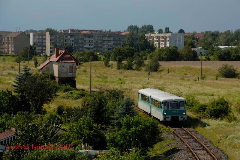 Die Ferkeltaxen auf dem Weg nach Nebra, bei der Ausfahrt in Ro�leben; 22.07.2007 (Foto: Andreas Leipoldt)