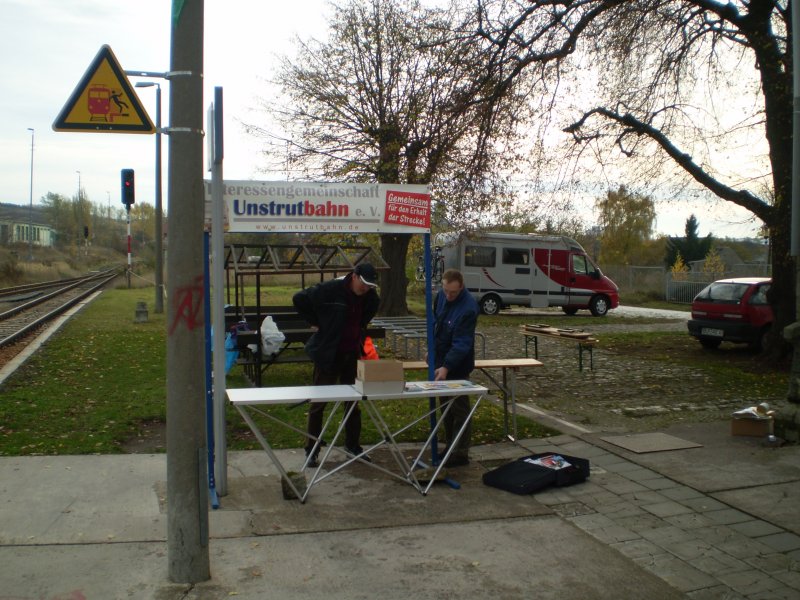 Die IG Unstrutbahn e.V. war nat�rlich mit einem Infostand vertreten; 26.10.2008 (Foto: Christian Kirchner)