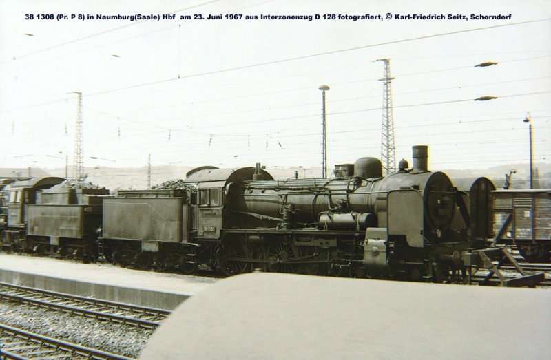 DR 38 1308 in Naumburg (Saale) Hbf; 23.06.1967 (Foto: Karl-Friedrich Seitz)