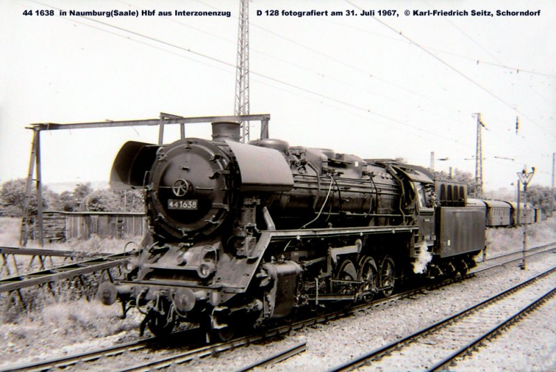 DR 44 1638 in Naumburg (S) Hbf; 31.07.1967 (Foto: Karl-Friedrich Seitz)