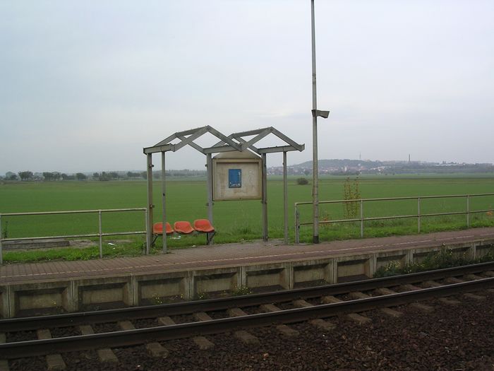 Eine sogenannte Zugangsstelle zum Nahverkehr des Freistaates Th�ringen: Reinsdorf (bei Artern); November 2006 (Foto: Thomas Menzel)