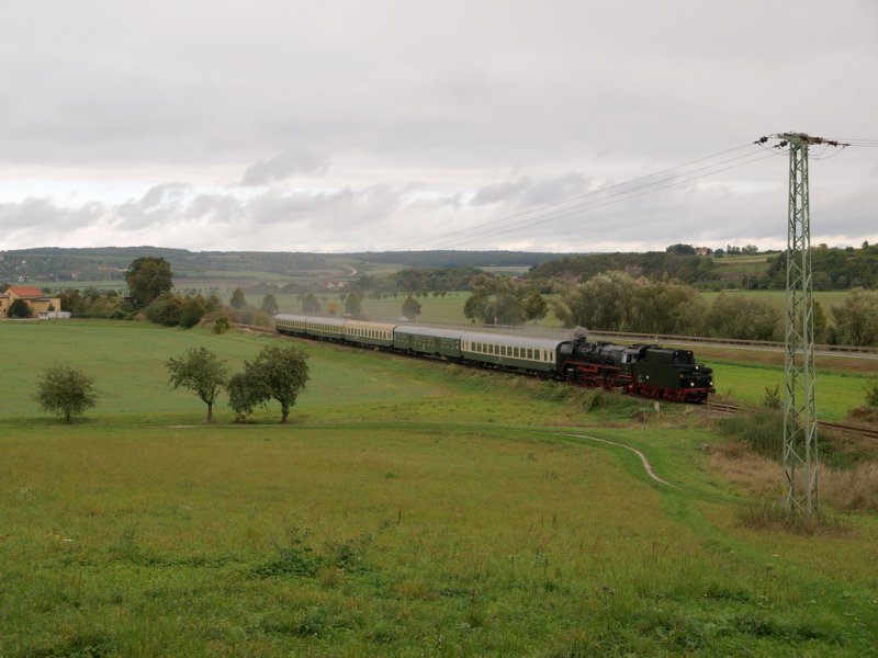 IGE Werrabahn 41 1144-9 mit dem Lr 74602 von Freyburg nach Naumburg Hbf und weiter nach als Drehfahrt nach Camburg, am 04.10.2009 bei Kleinjena. (Foto: Steffen Tautz)